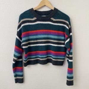 American Eagle Cropped Sweater Size Small Striped Long Sleeves